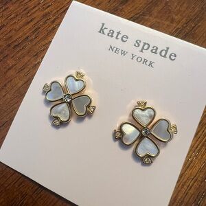 Kate Spade Spade Flower Gold and Mother of Pearl Clover Earrings